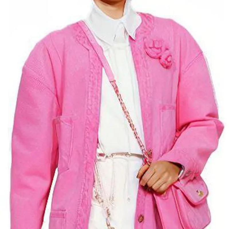 CHANEL Denim Jacket Women's Pink-3