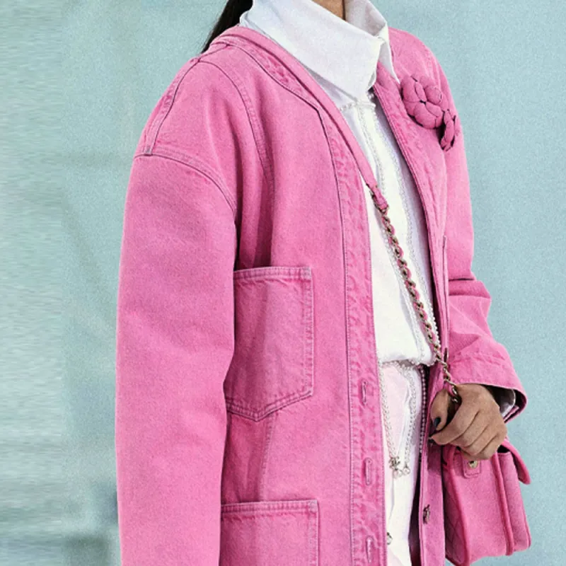 CHANEL Denim Jacket Women's Pink-5