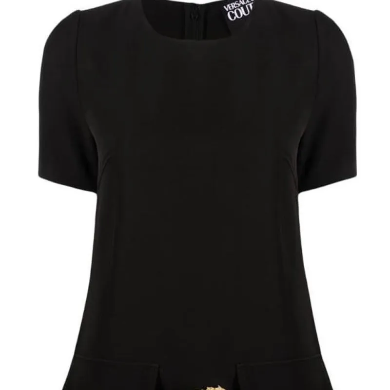 VERSACE JEANS COUTURE Short Sleeved Dress Women's Black-5