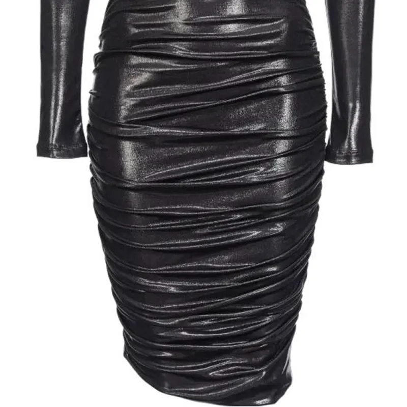 PINKO Asymmetric-Hem Gathered Metallic Midi Dress-7