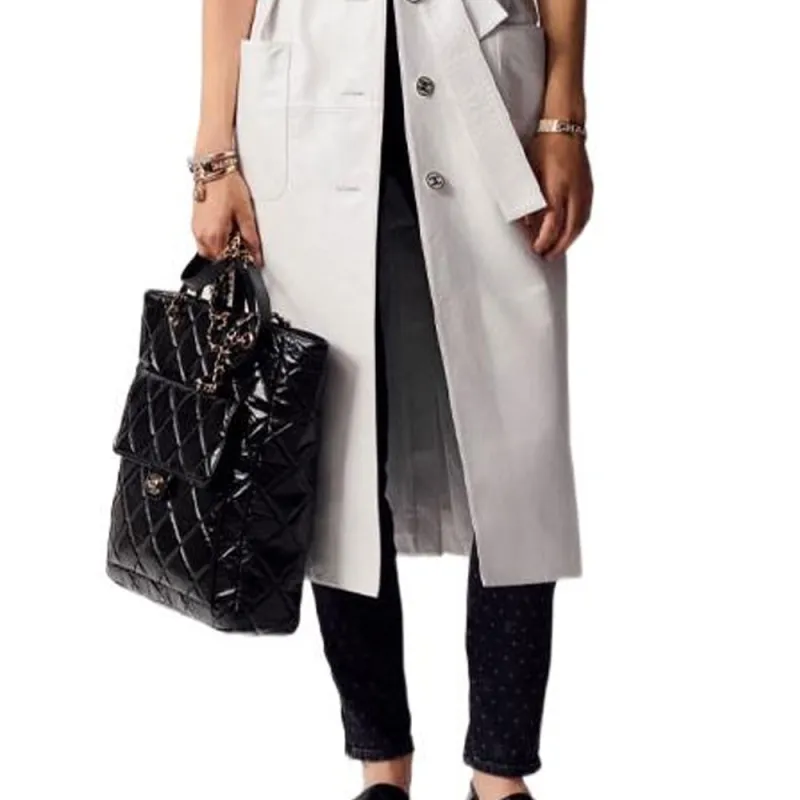CHANEL Trench Coats Women's Pearl White-4