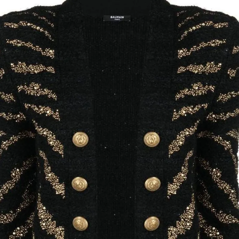 BALMAIN Striped Cardigan Coat-4
