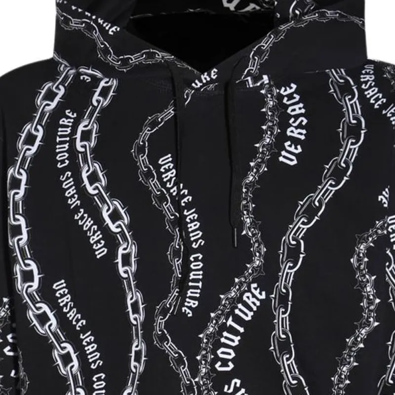 VERSACE Logo print Cotton Hoodie-3