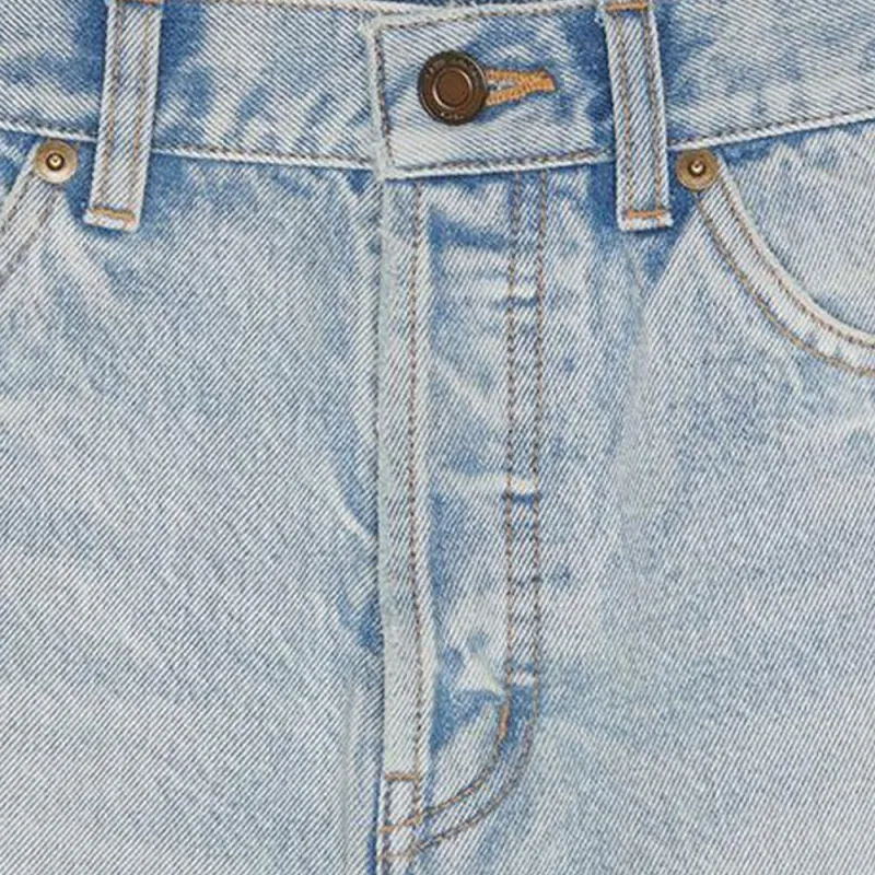 SAINT LAURENT High Waist Raw Edge Denim Shorts-5