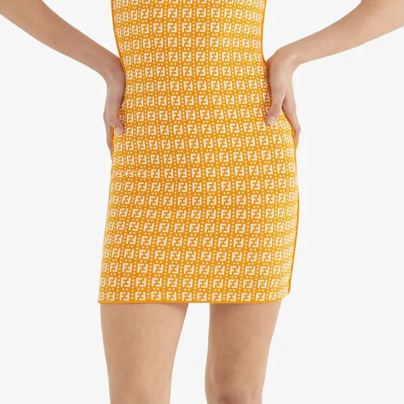 FENDI SS21 Sleeveless Dress Women's Orange-4