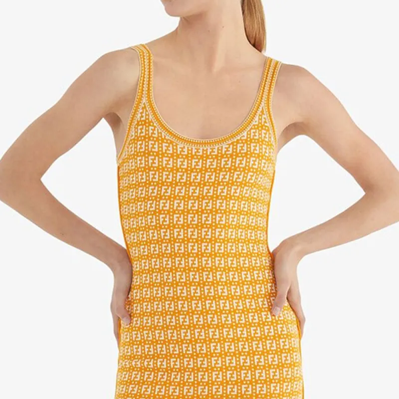 FENDI SS21 Sleeveless Dress Women's Orange-3