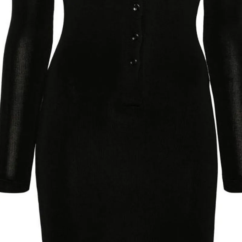 TOM FORD Slinky Ribbed-Knit Polo Mini Dress-2