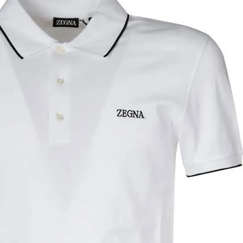 Ermenegildo Zegna Logo Embroidered Short Sleeved Polo Shirt-3