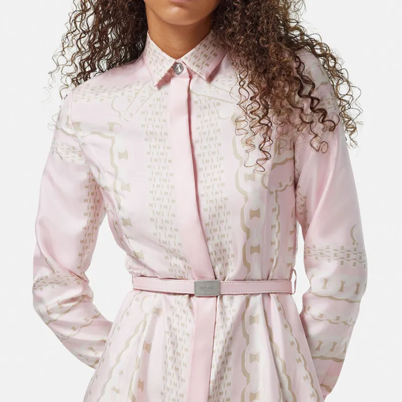 VERSACE Chain Printed Belted Mini Dress-4