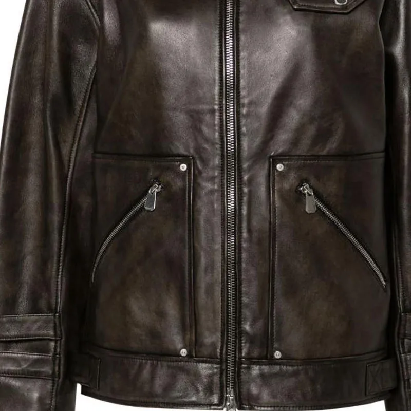 PINKO Zip up Leather Jacket-5