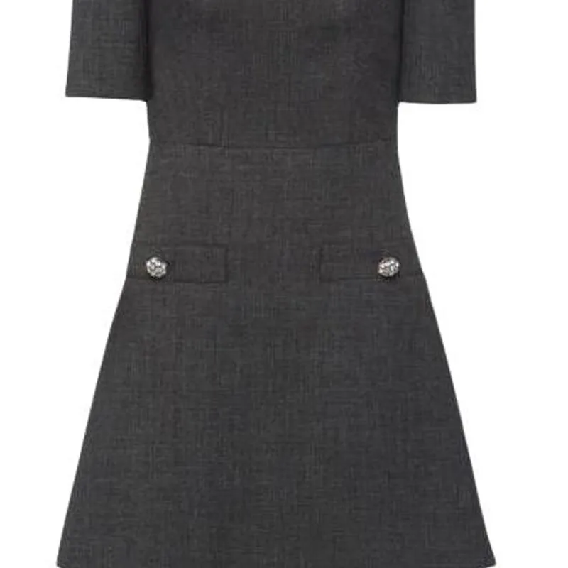PRADA Button embellished Virgin Wool Mini Dress-2