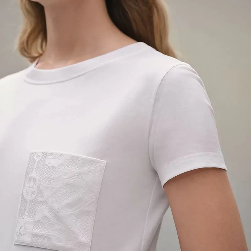 HERMES Short Sleeved Dresses Women's White-5