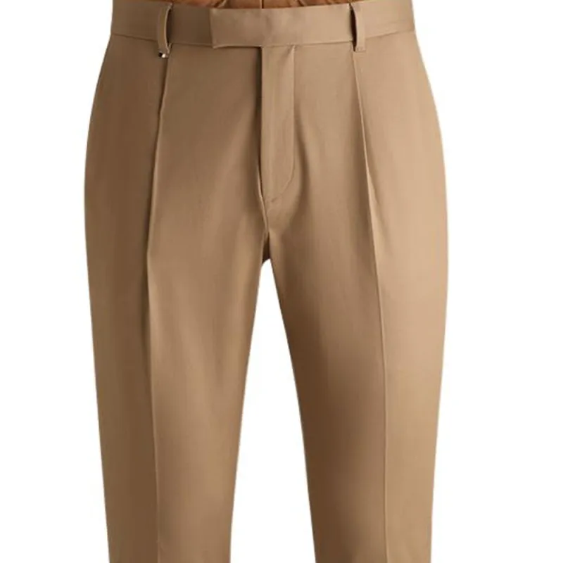 HUGO BOSS Pleat Turn Up Hem Trousers-4