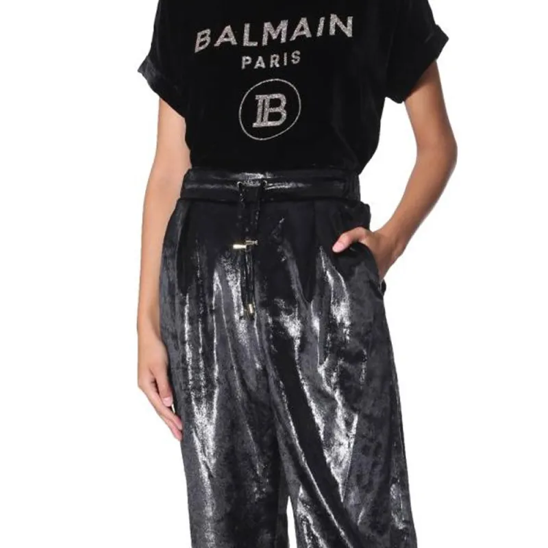BALMAIN Metallic Effect Flared Trousers-2