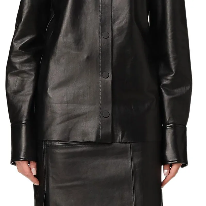 SportMax Leather Jackets Women's Black-4