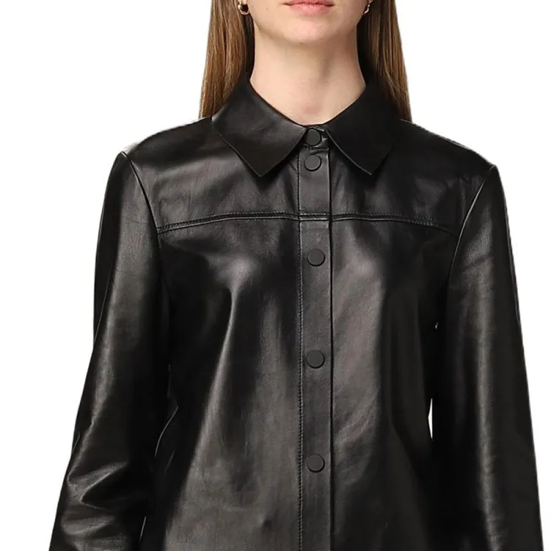 SportMax Leather Jackets Women's Black-3