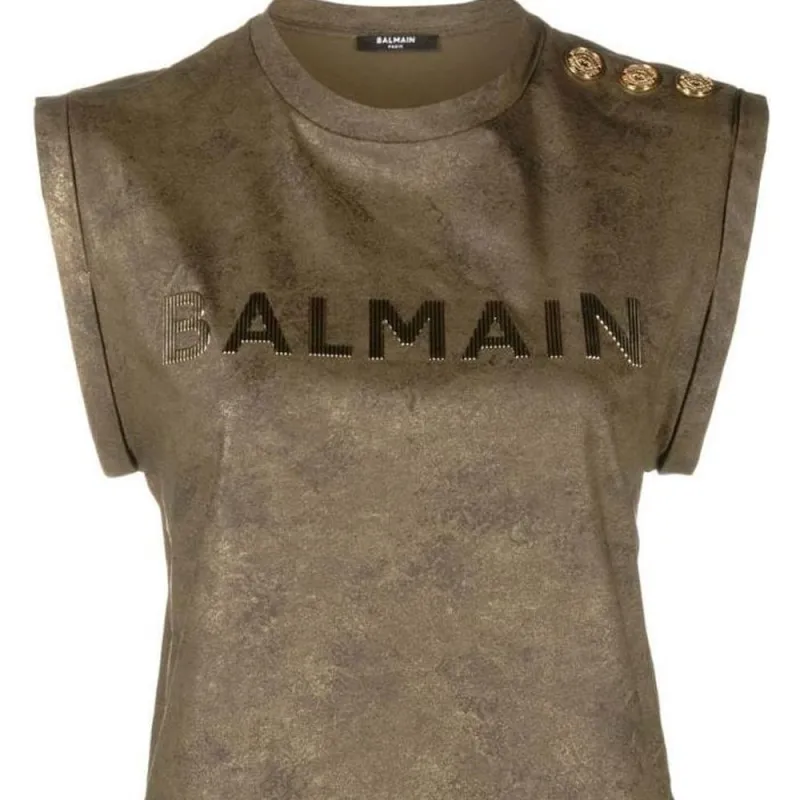 BALMAIN Logo print Organic cotton Tank Top-4