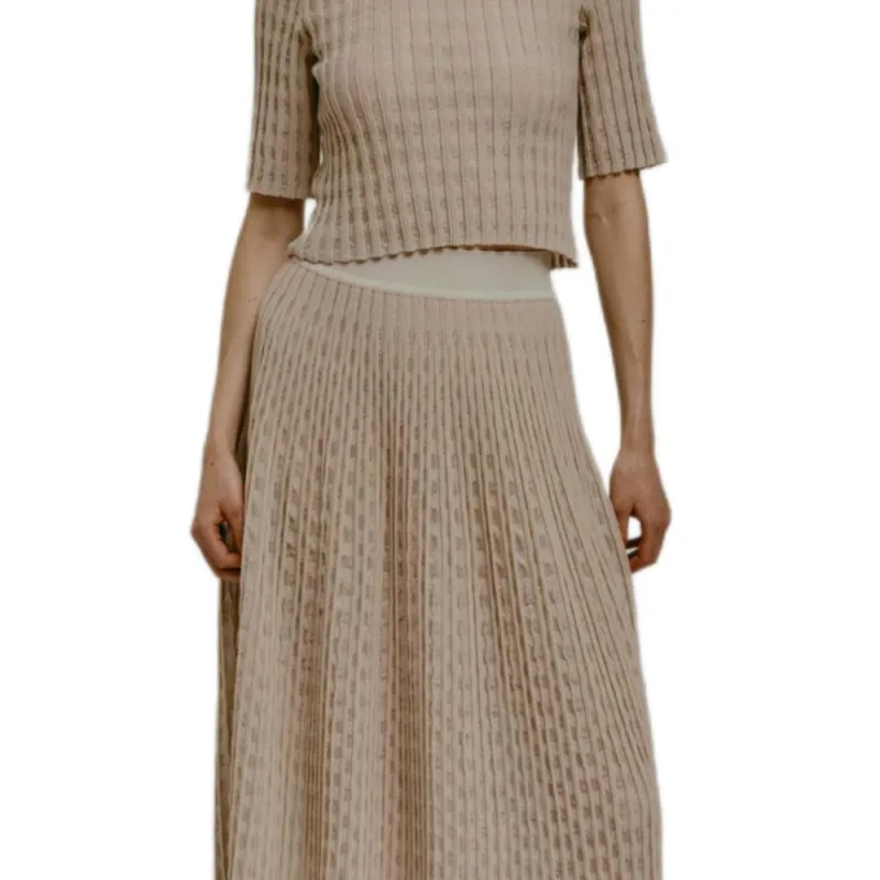 Antonino Valenti Knit Long Skirt Women's Khaki-4