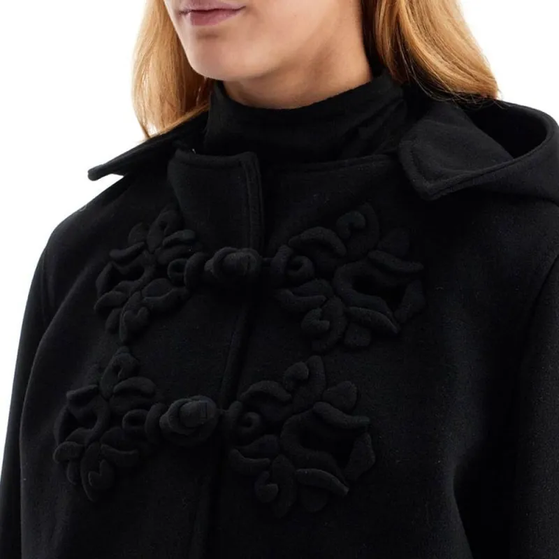 Valentino Embroidered Straight Hem Hooded Coat-5