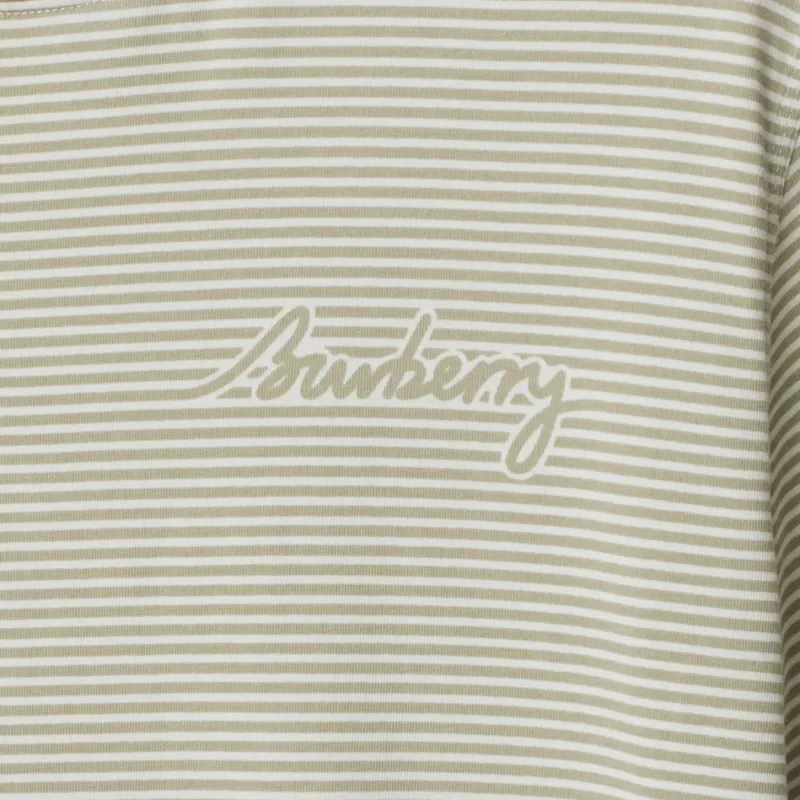 Burberry Logo Printed Striped Crewneck T Shirt-4