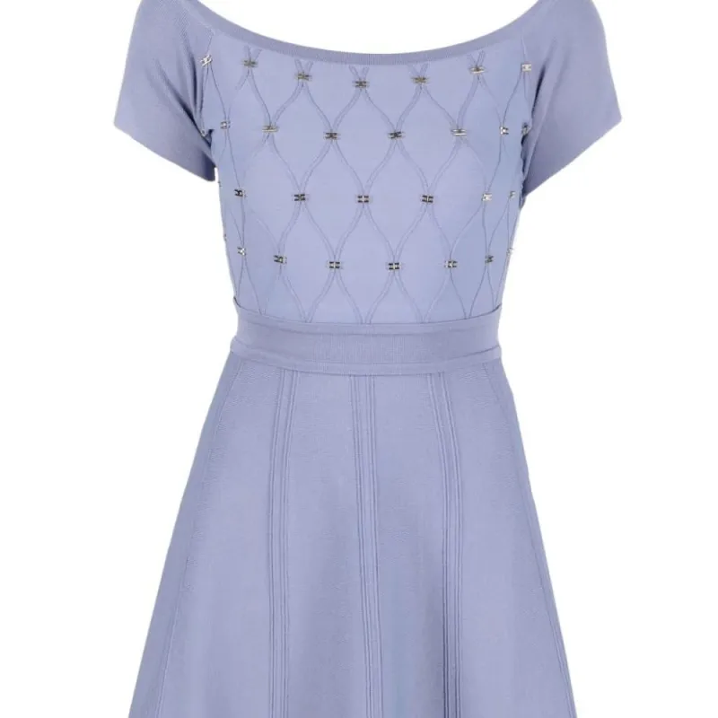 Elisabetta Franchi Short Sleeved Dresses Women's Blue-4