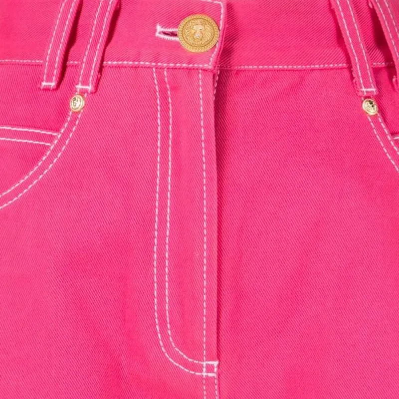 BALMAIN Denim Shorts Women's Pink-4