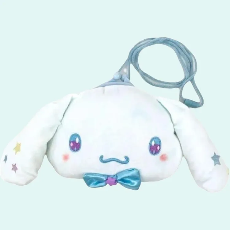 Sanrio Cinnamoroll Cartoon Cute Round And Plush Big Head Crossbody Bag Dolls Plush Doll 17cm Height-3