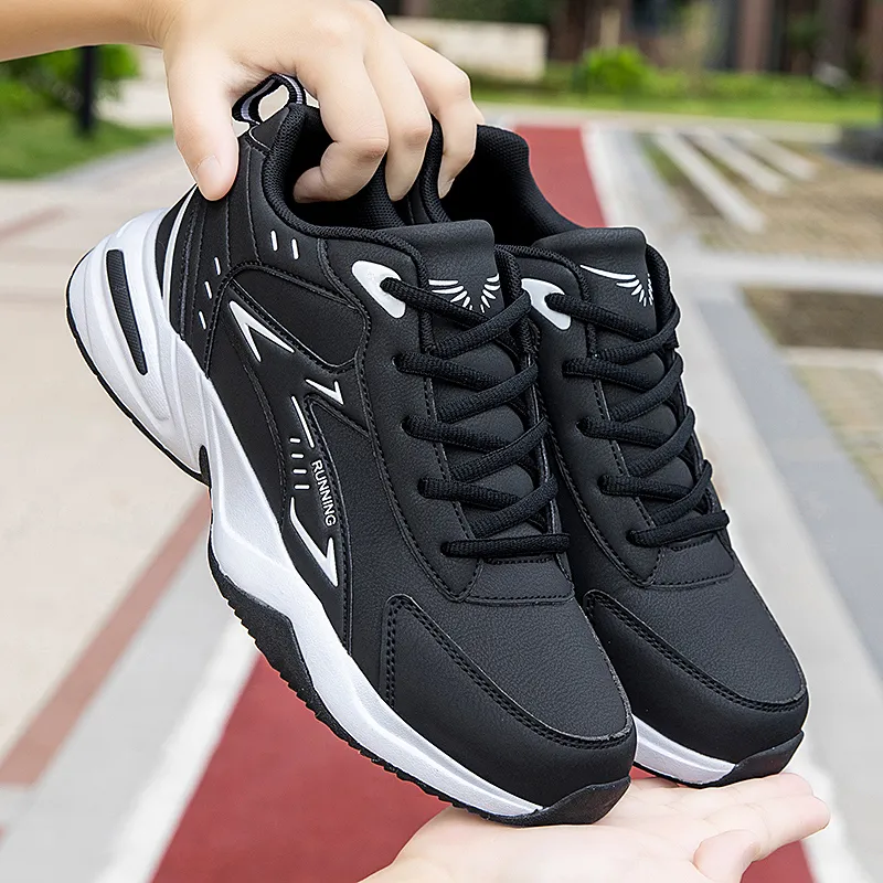 TONYBEAR Anti-Slip And Wear-Resistant Water-Resistant Low-Top Black Monkey Casual Running Shoes Plus Size Men's Black-9