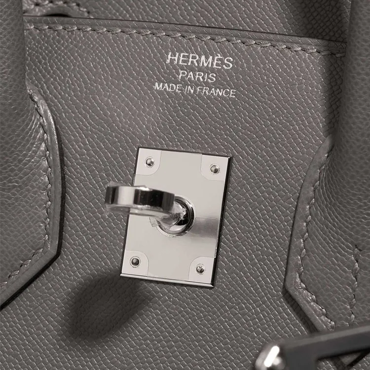 HERMES Birkin Madame Leather Handbag Women's 0L Grismeyer Cumulus Gray-6