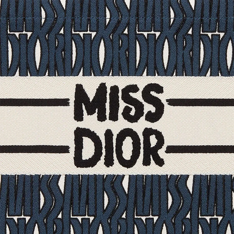 DIOR BookToteMiss Dior Embroidery Tote Bag, Shopping Bag, Handbag Medium Size Women's Dark Blue-3