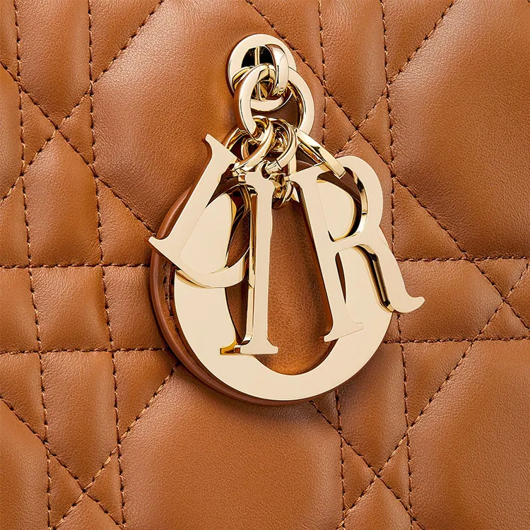 DIOR BookTote Calfskin Tote Bag Shopping Bag Handbag Medium Size Women's Gold Brown-5