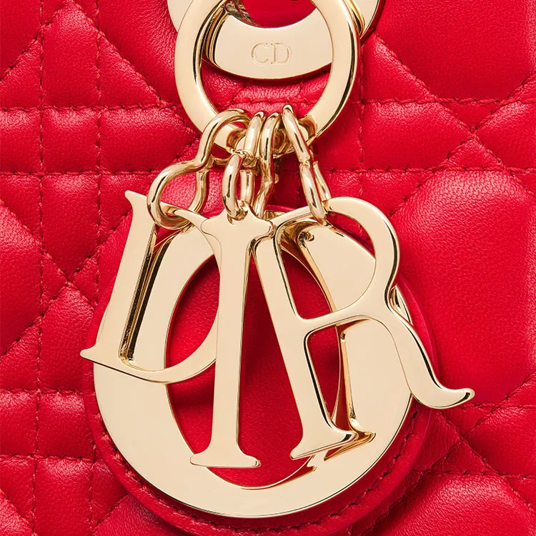 DIOR Lady DiorMy ABCDior Lambskin Tote Shopping Bag Shoulder Bag Crossbody Bag Handbag Small Size Women's Bright Red-5