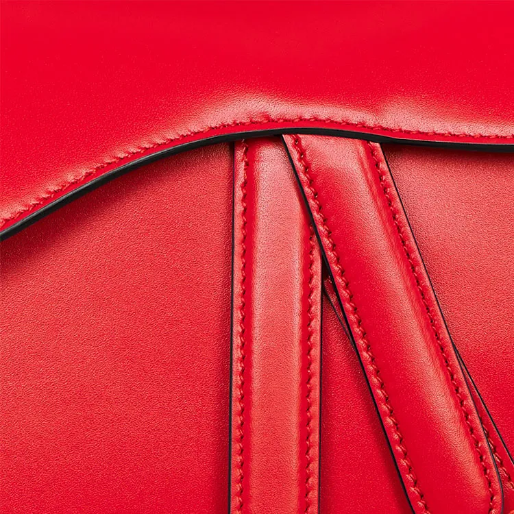 DIOR Smooth Calf Leather Saddle Bag Shoulder Bag Crossbody Bag Handbag Mini Women's Bright Red-5