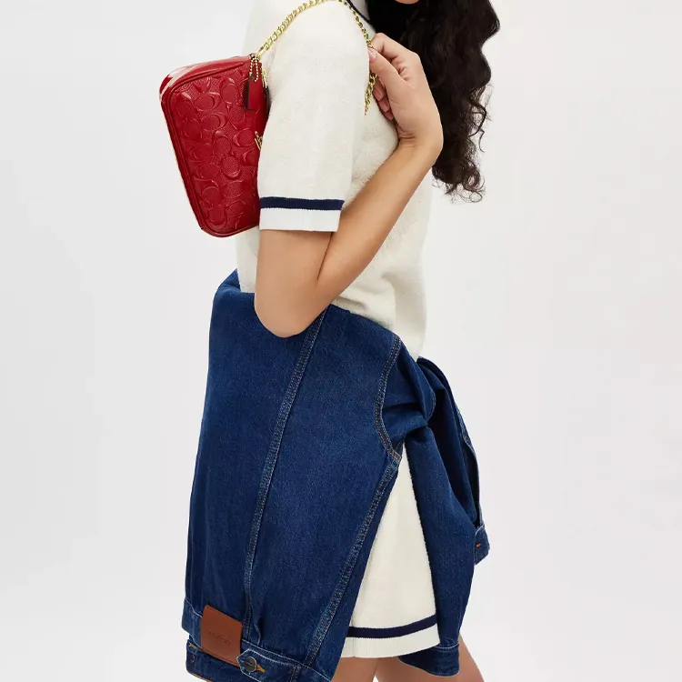 COACH Nolita Split Cow Leather Handbag, Shoulder Bag Women's Red-3