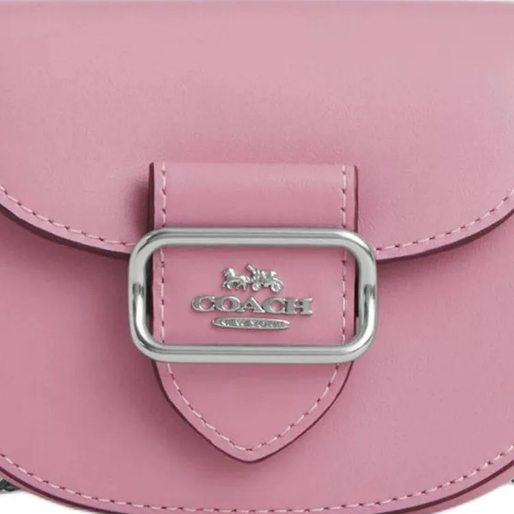 COACH Morgan Calfskin Saddle Bag Shoulder Bag Crossbody Bag Mini Women's Silver & Tulip-3