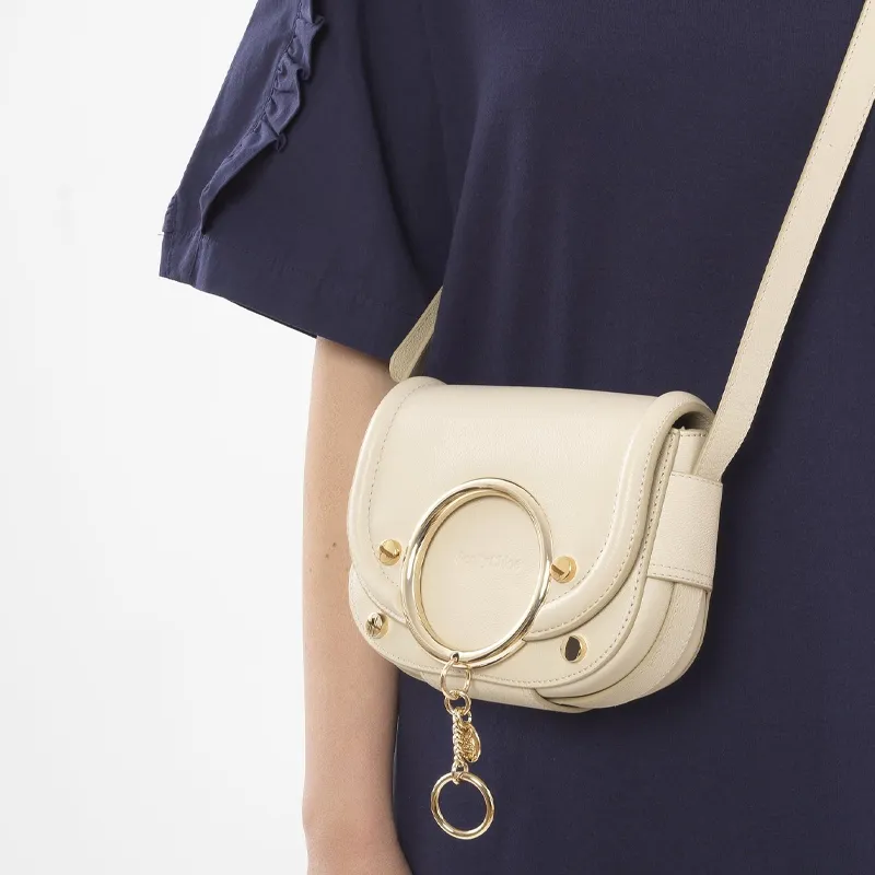 See By Chloe Small Grained Cow Leather Shoulder Bag Crossbody Bag Small Size Women's Beige-2