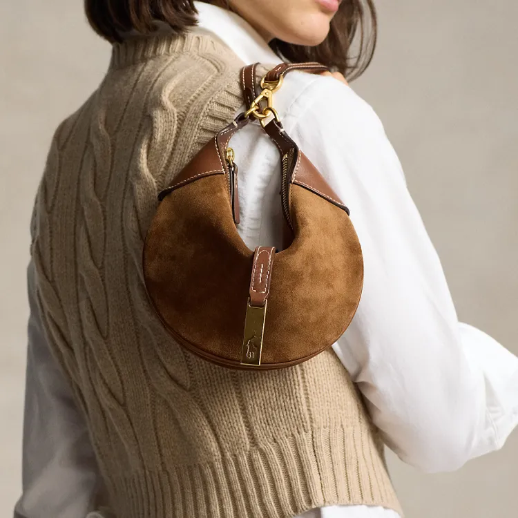 Polo Ralph Lauren Polo ID Nubuck Handbag Shoulder Bag Mini Women's Cinnamon-4