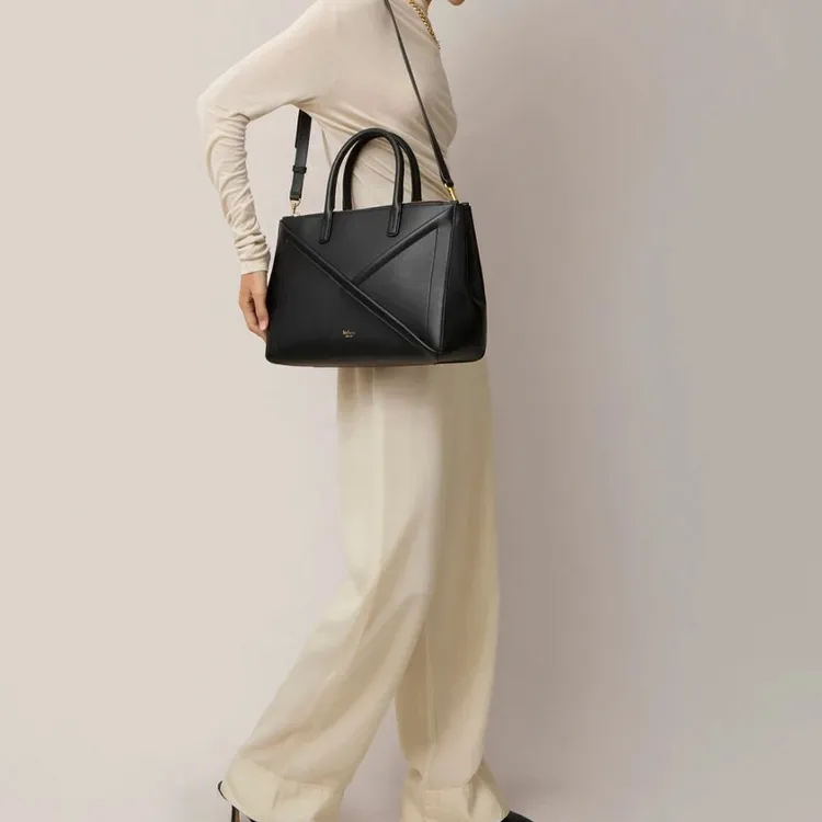 Mulberry Micro-Grained Leather Shoulder Bag Crossbody Bag Handbag Women's Black-3