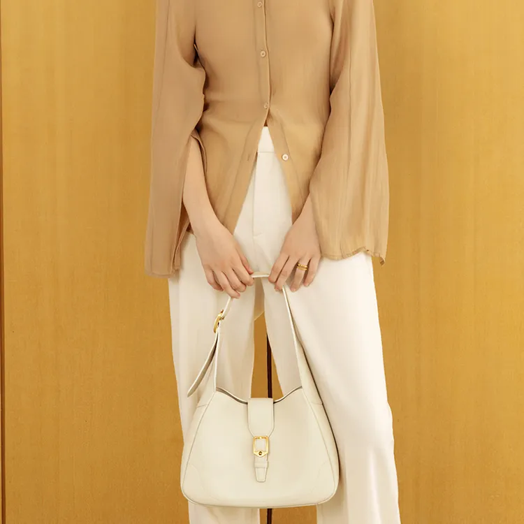 ROSA HERMOSO Top Grain Cow Leather Tote Bag Shopping Bag Shoulder Bag Women's Black/White-4