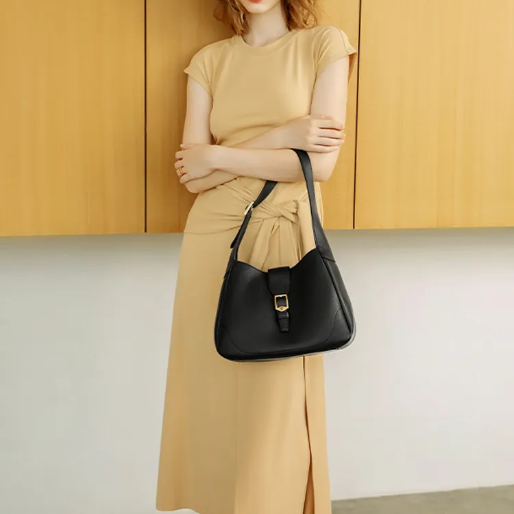 ROSA HERMOSO Top Grain Cow Leather Tote Bag Shopping Bag Shoulder Bag Women's Black/White-1