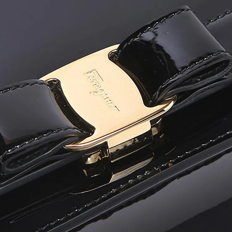 FERRAGAMO Patent Leather Crossbody Bags Shoulder Bags Women's Black-3