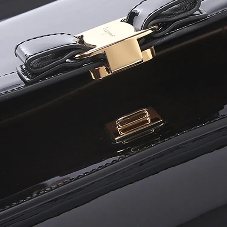 FERRAGAMO Patent Leather Crossbody Bags Shoulder Bags Women's Black-4