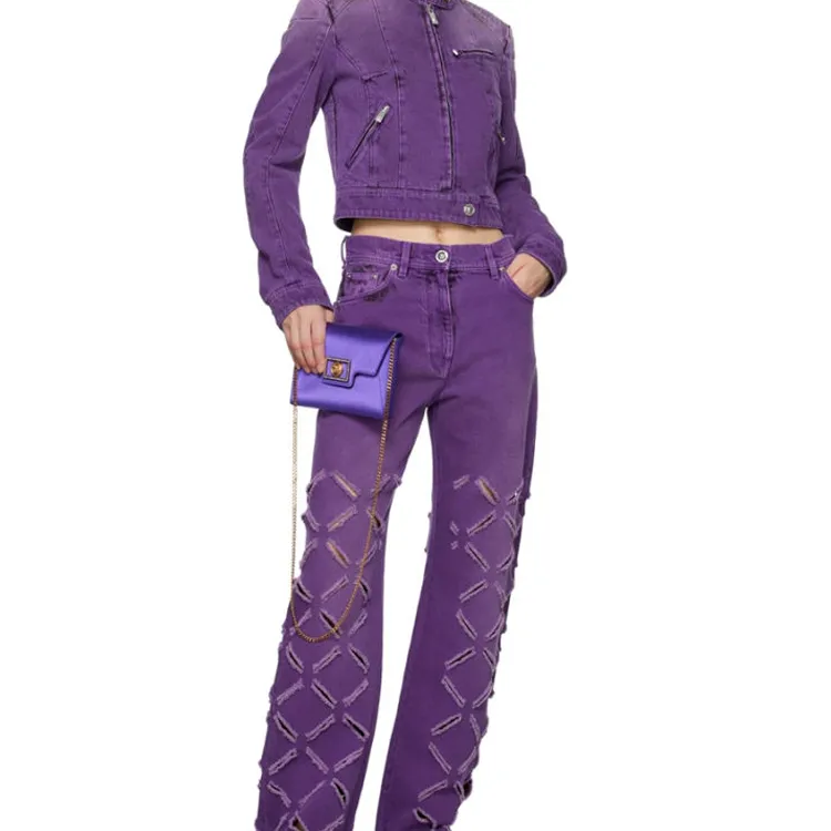 VERSACE La Medusa Viscose Envelope Bag One Shoulder Crossbody Clutches Women's Purple-4