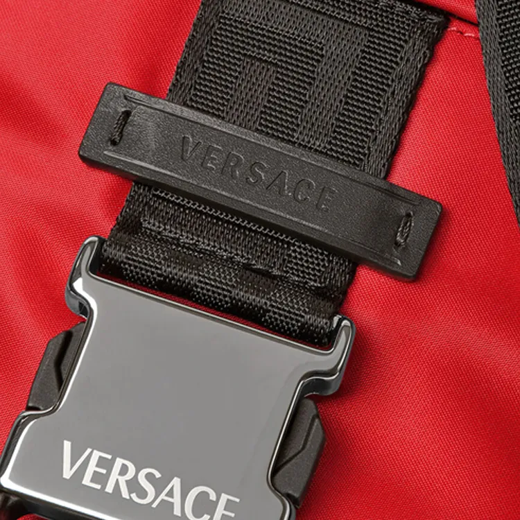 VERSACE Nylon Fabric Sling Bag, Shoulder Bag Men's Red-3