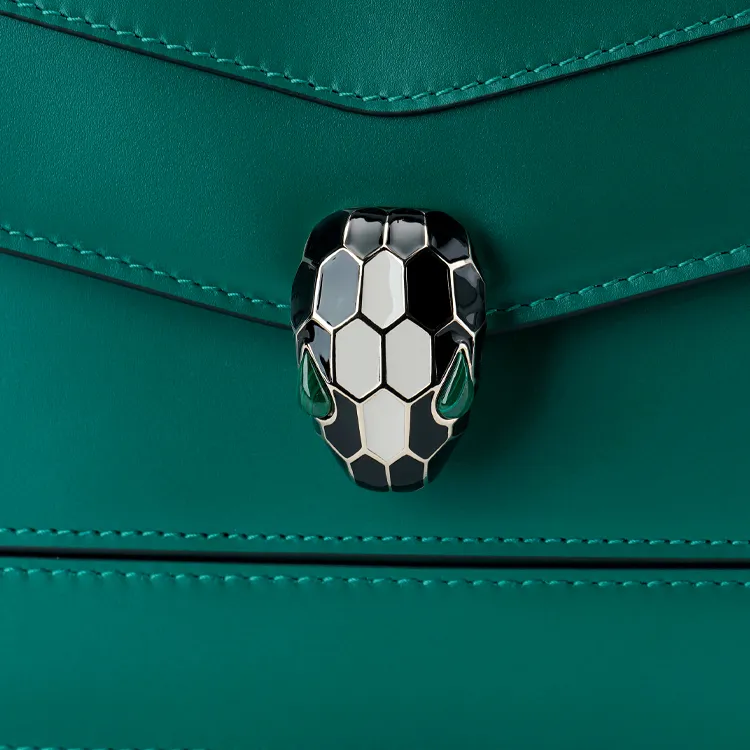 BVLGARI Serpenti Forever Calfskin Crossbody Bag, Shoulder Bag Women's Emeralds-4