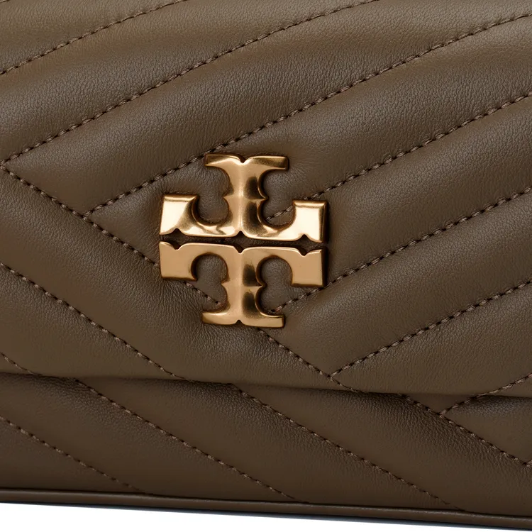 TORY BURCH Kira Leather Handbag, Shoulder Bag Trumpets Women's Brown Green-4