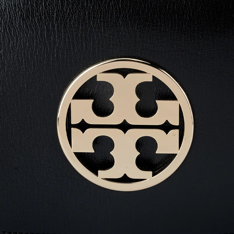 TORY BURCH Leather One Shoulder Crossbody Clutches Women's Black-4