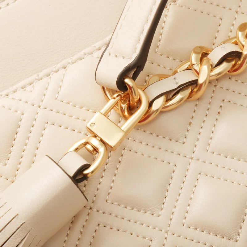 TORY BURCH Fleming Sheepskin Crossbody Bag, Shoulder Bag Women's Cream White-5