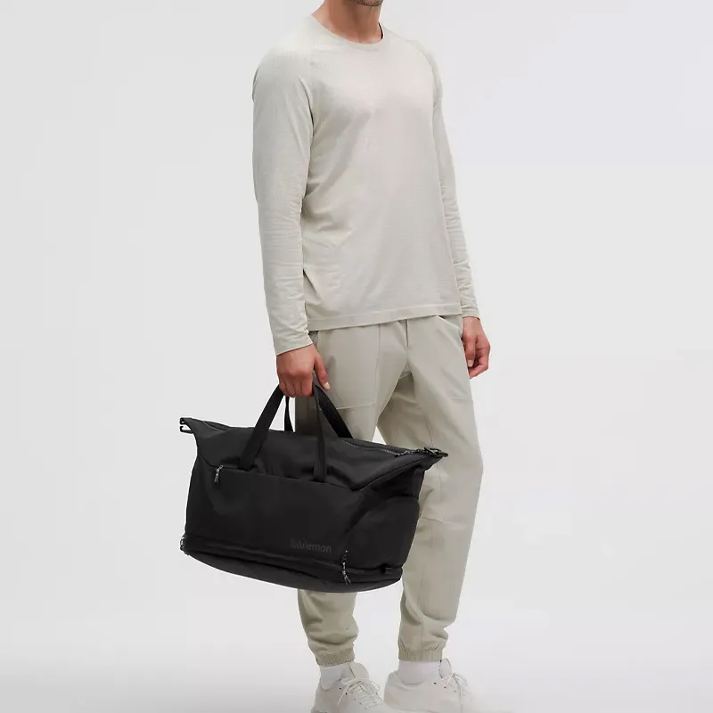 Lululemon Recycled Nylon Gym Bag Travel Bag 30L Unisex Black & Gray-6