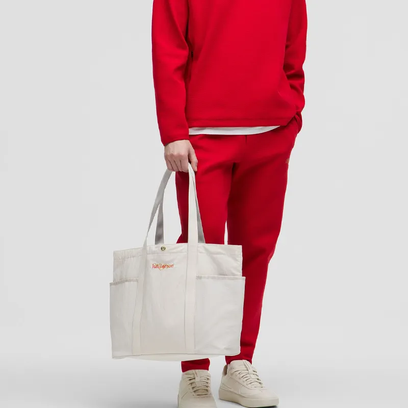 Lululemon Polyester Tote Bag Shopping Bag Handbag Shoulder Bag Unisex Light Ivory-3
